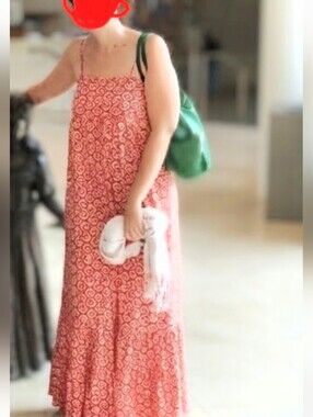 Ikat Printed Spaghetti-Strap Maxi Dress